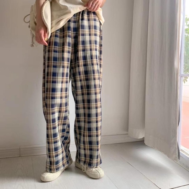 [Mã WASTMAY giảm 15% tối đa 30K đơn 150K] Quần kẻ ống xuông cạp chun 3 màu | BigBuy360 - bigbuy360.vn