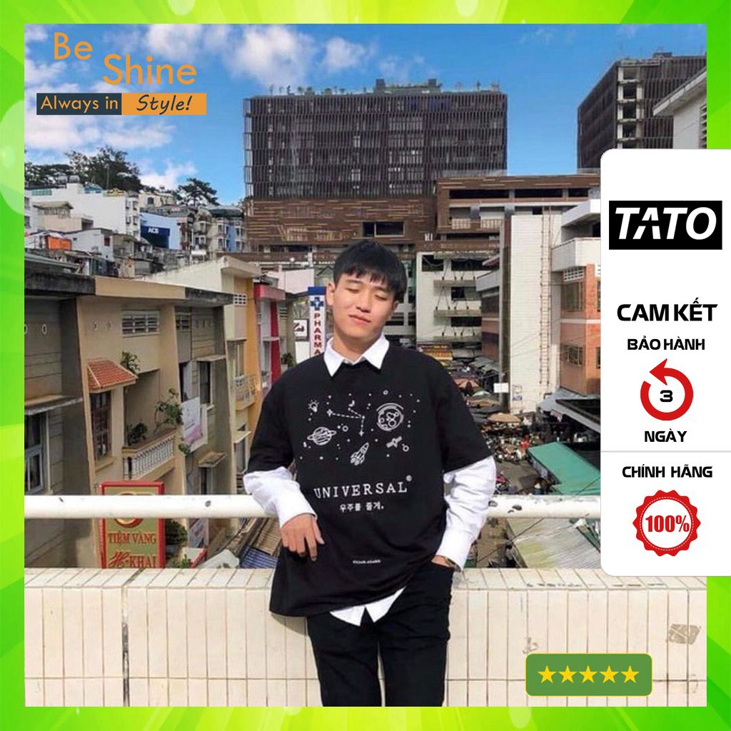 Áo Thun Tay Lỡ Unisex Freesize UNIVERSAL click.clubb Form Rộng Thời Trang Phong Cách Hàn Quốc [KIS OFFICIAL]