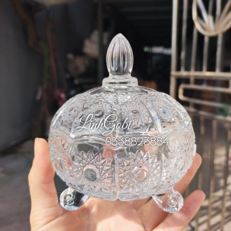 Hũ đựng mứt thủy tinh có chân