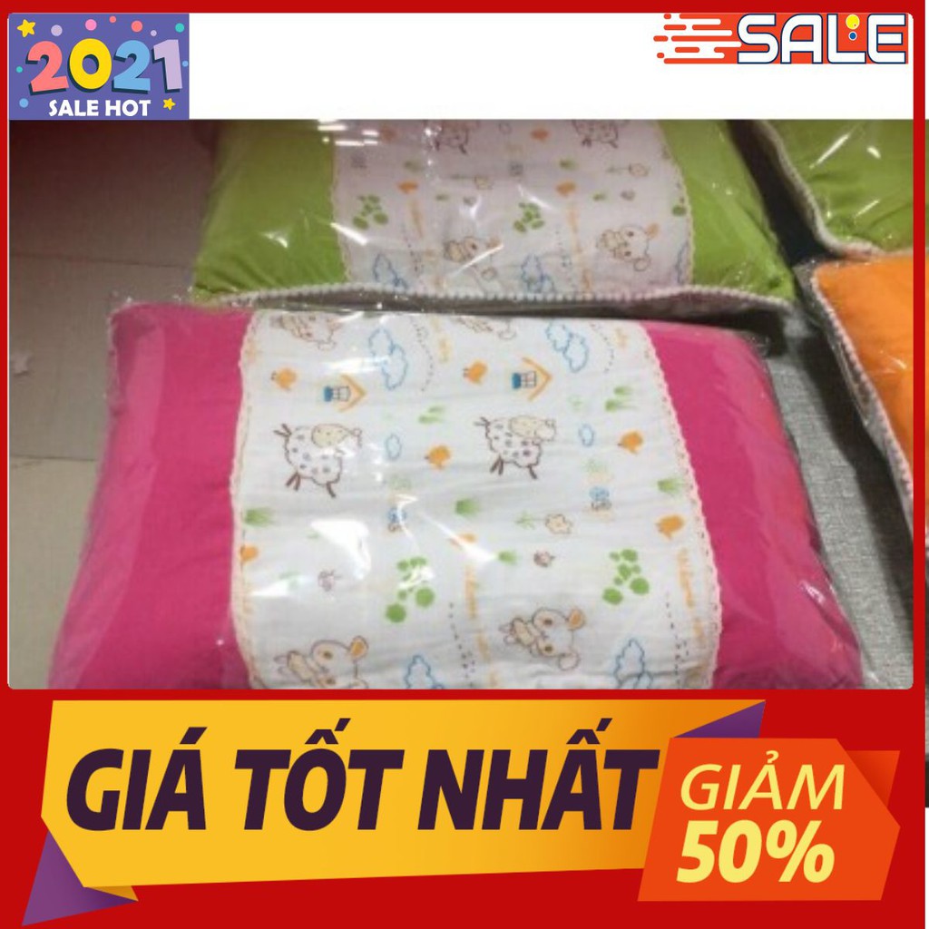 GỐI TRẺ EM VẢI MỀM KT30X50CM CAO CẤP MÀU MÃ G01