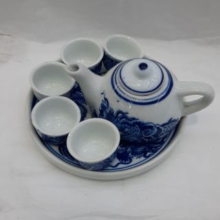 Bộ ấm chén ban thờ, bộ ấm chén pha trà men lam thờ cúng