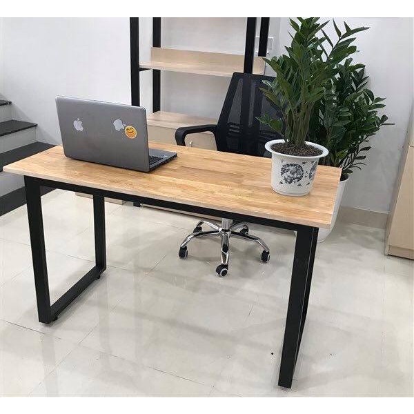 Bàn Chân Sắt Vuông Chữ U, Mặt Gỗ Cao Su Hình Chữ Nhật 60x120cm Chống Nước, Bàn Ăn, Làm Việc, Học Sinh, Văn Phòng