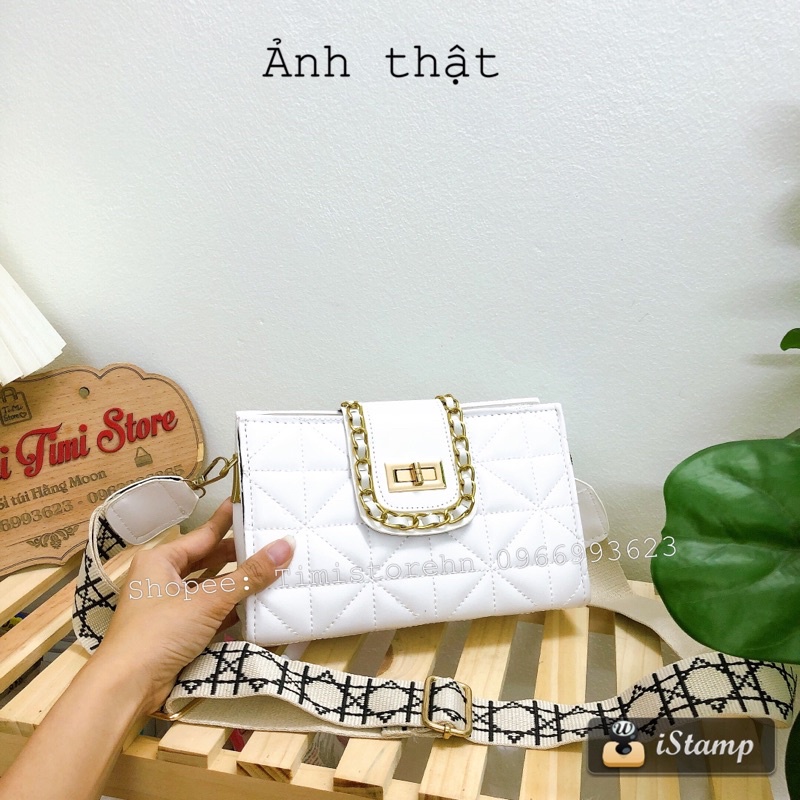 Túi xách đeo chéo nữ đeo vai 2 khóa nhiều ngăn da mềm dây bản to trẻ trung thời trang rẻ đẹp TIMISTOREHN TN060