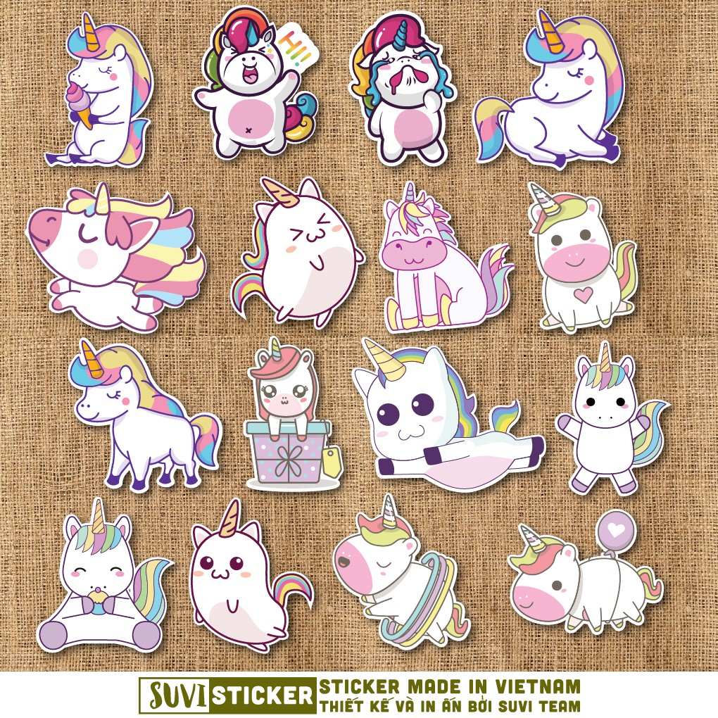 50 Sticker Unicorn chống nước sticker dán laptop, điện thoại, đàn guitar, mũ bảo hiểm, vali. MSP: A08