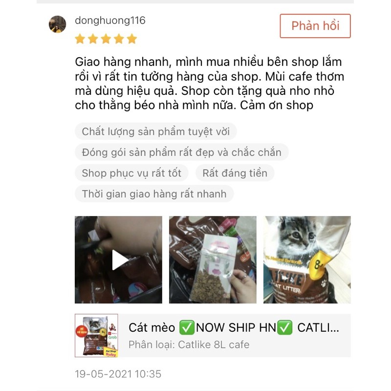 Cát mèo ✅NOW SHIP HN✅ CATLIKE 8 Lít, vón cục, hút ẩm, khử mùi tốt hương cafe