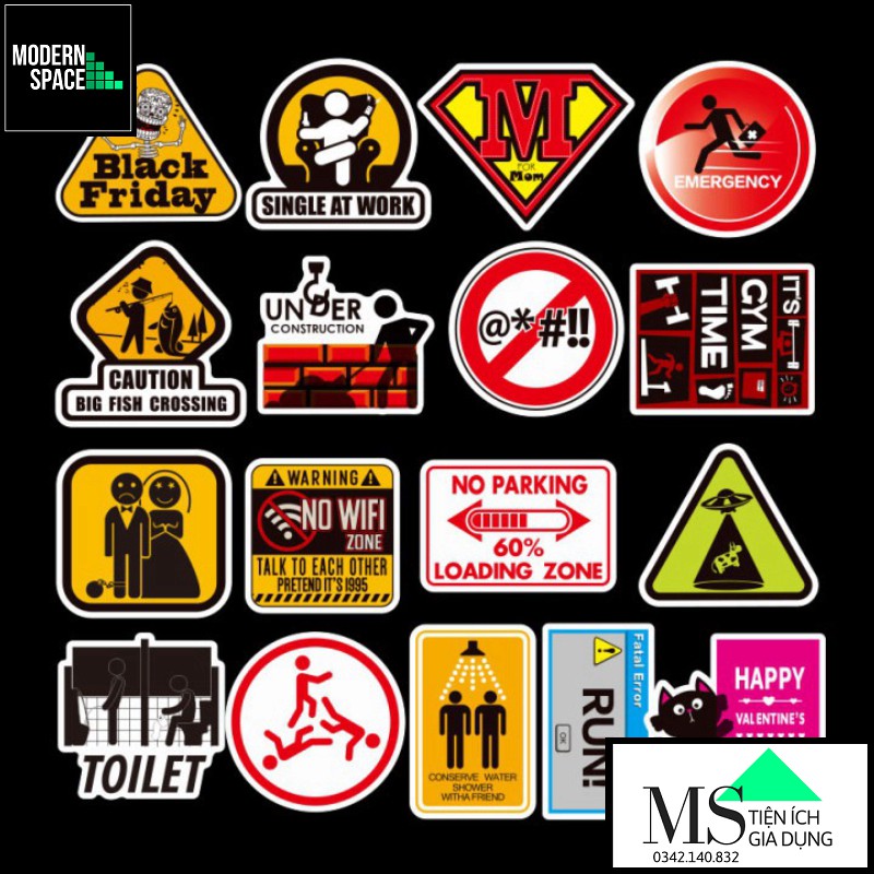 Sticker PVC Biển cấm ST008-ST - 100 Hình dán Chống nước
