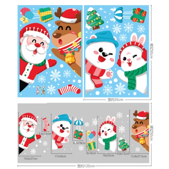 Decal dán tường Noel Hít Tĩnh Điện không Dơ Kính - Tuần lộc thỏ trắng cùng noel chào giáng sinh