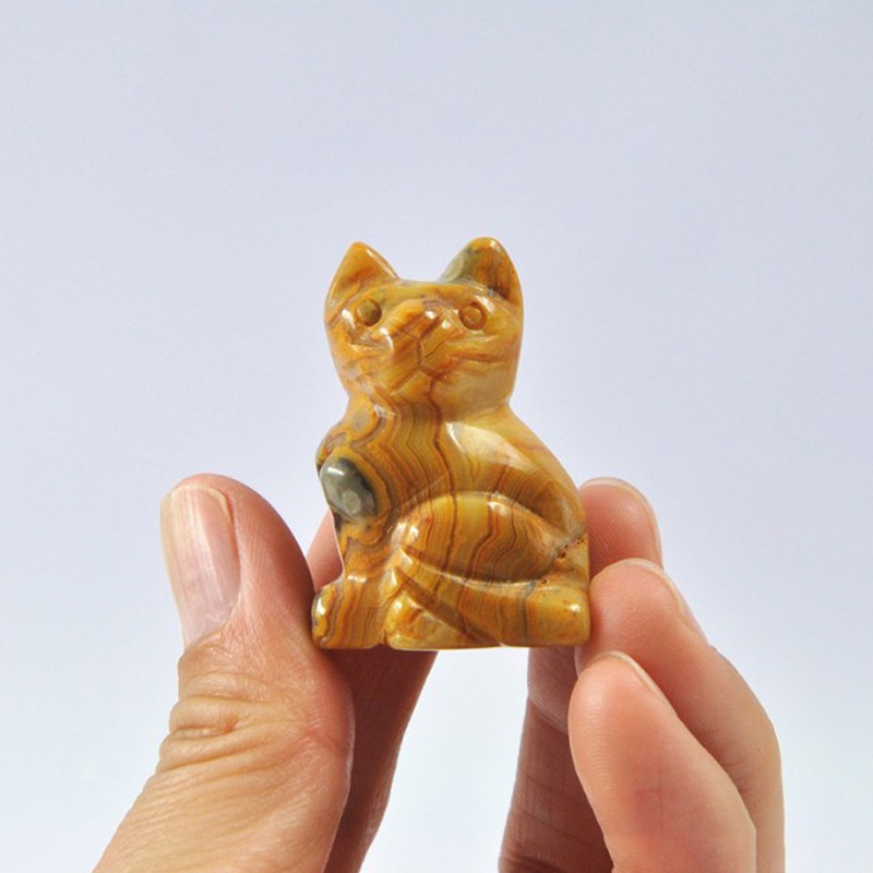 Tượng Mèo Bằng Đá Thạch Anh Tím Tự Nhiên Dùng Trang Trí Nhà Cửa