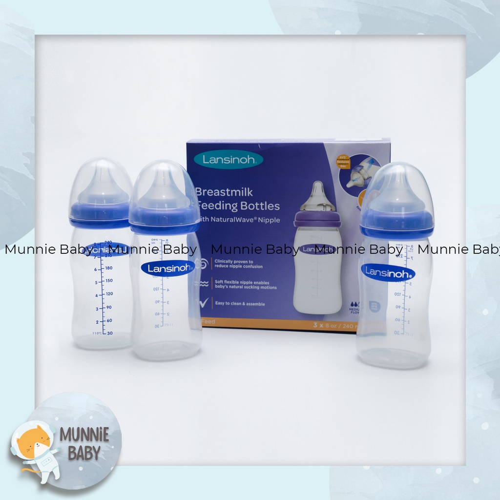 Bình sữa Lansinoh đủ size 160ml/240ml núm giống bình sữa Moyuum
