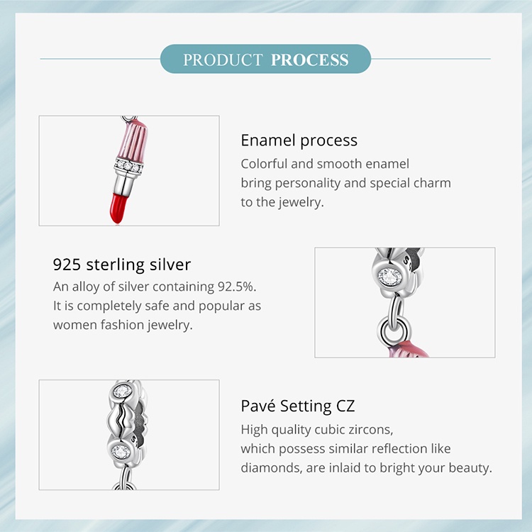 Mặt vòng cổ BAMOER bạc 925 hình son môi thời trang