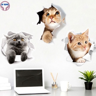 Tranh mèo 3D sống động decal dán xe hơi laptop toilet trang trí nhà cửa bằng sticker