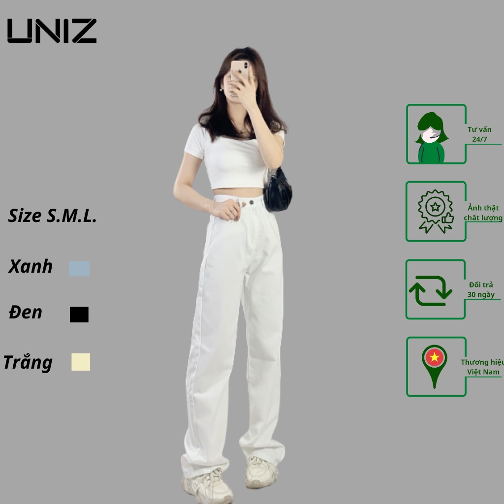 ( Ảnh thật ) Quần JEAN TRƠN Ống Rộng UNIZ 240