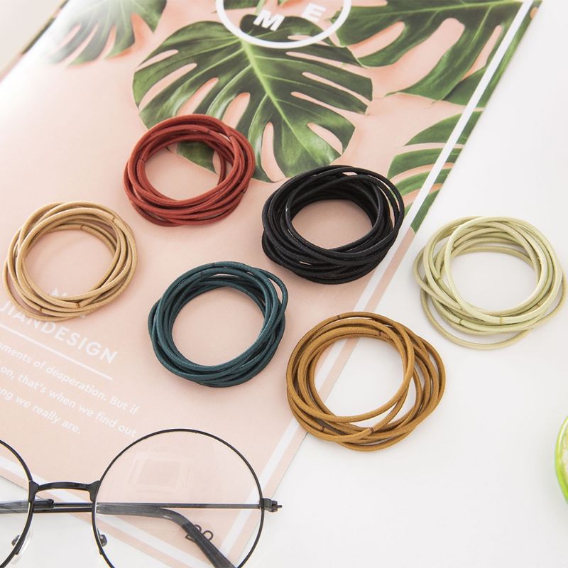 Set 100 Dây Buộc Tóc Mix Nhiều Màu Siêu Xinh Kèm Túi Zip Hoa Cúc Trong Suốt