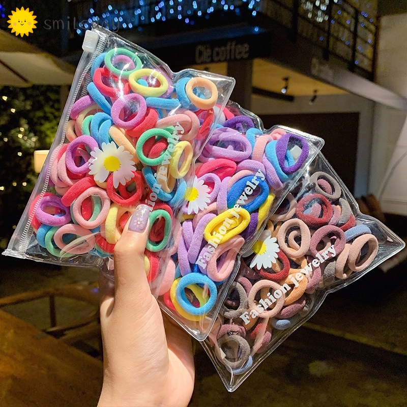 Dây buộc tóc Smileday co giãn tốt thiết kế đơn giản xinh xắn