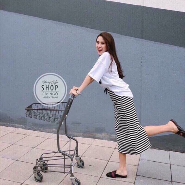 Set chân váy sọc