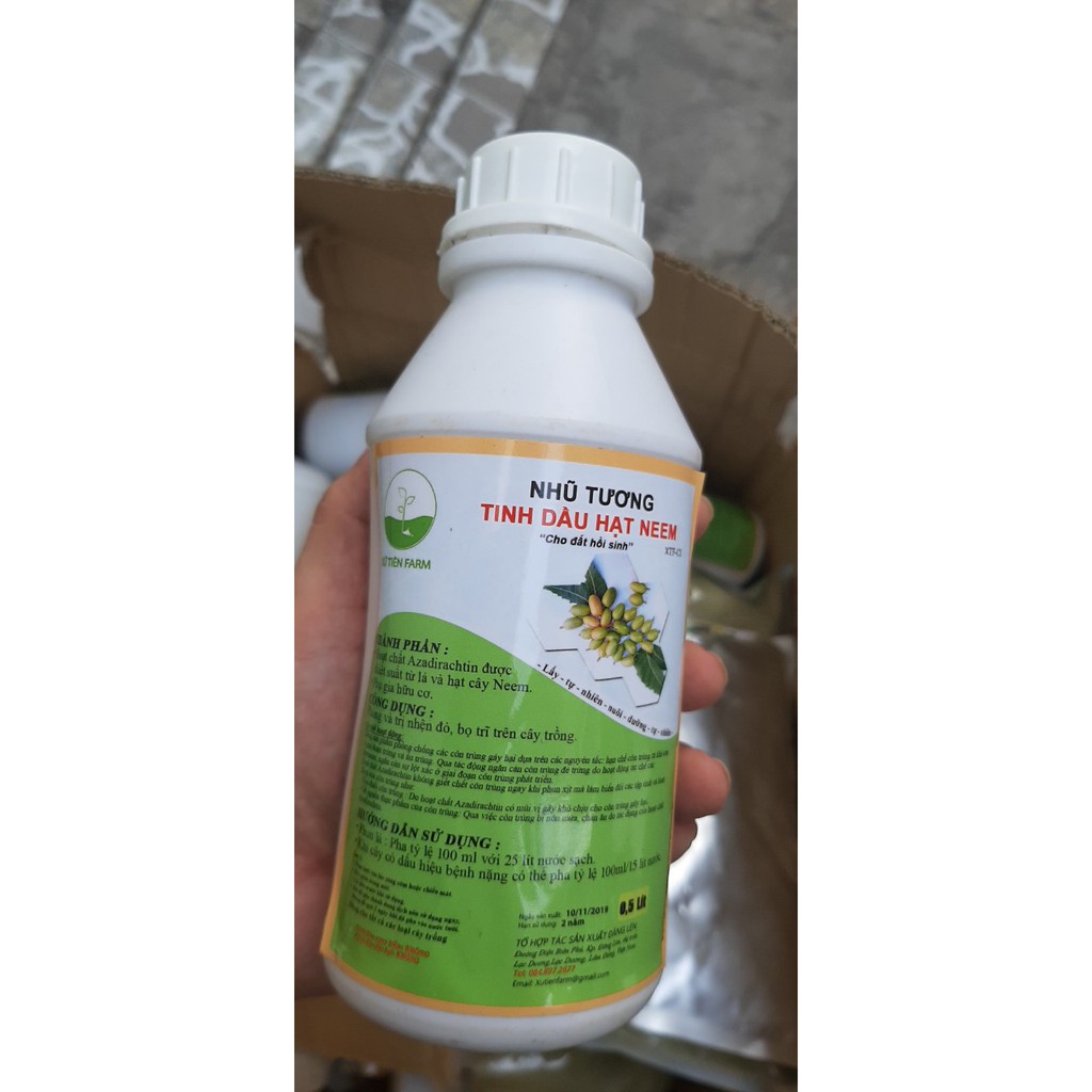 Nhũ tương Tinh dầu hạt Neem trị nhện đỏ, bọ trĩ - 500ml