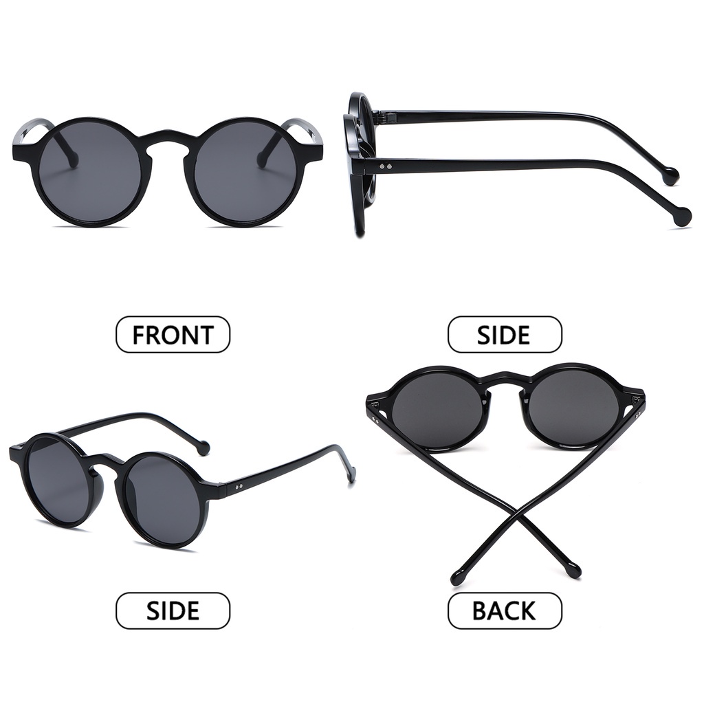 Kính mát gọng tròn nhỏ họa tiết da báo màu đen cổ điển chống tia Uv400 phong cách Hàn Quốc cho nữ