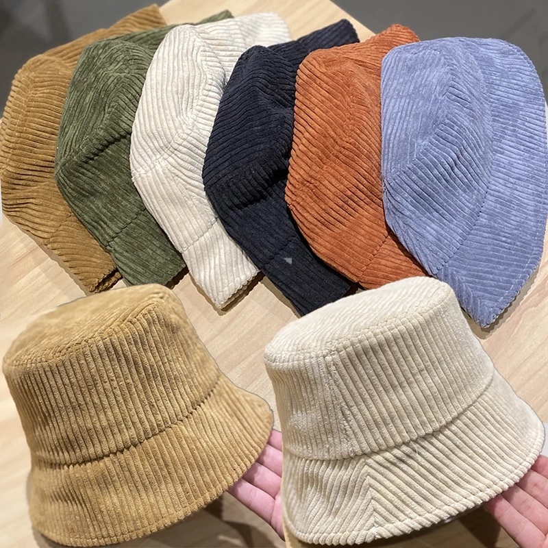 Nón Bucket Nhung Màu Trơn Phong Cách Hip Hop Thời Trang Thu Đông