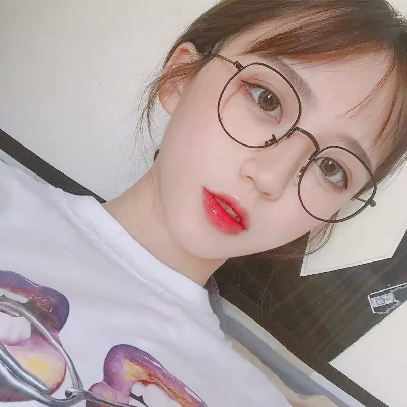 👓 Gọng kính giả cận kim loại dáng tròn méo vintage kèm tròng
