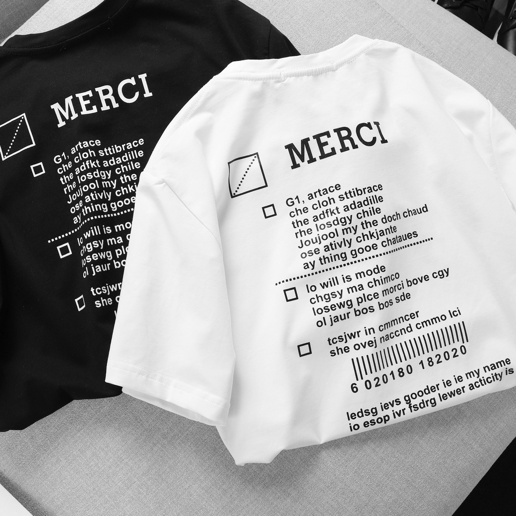 Áo Thun Nam Tay Ngắn Cổ Tròn, Áo Phông Nam Chất Liệu Cotton Họa Tiết Đơn Giản Hình Chữ Merci | BigBuy360 - bigbuy360.vn
