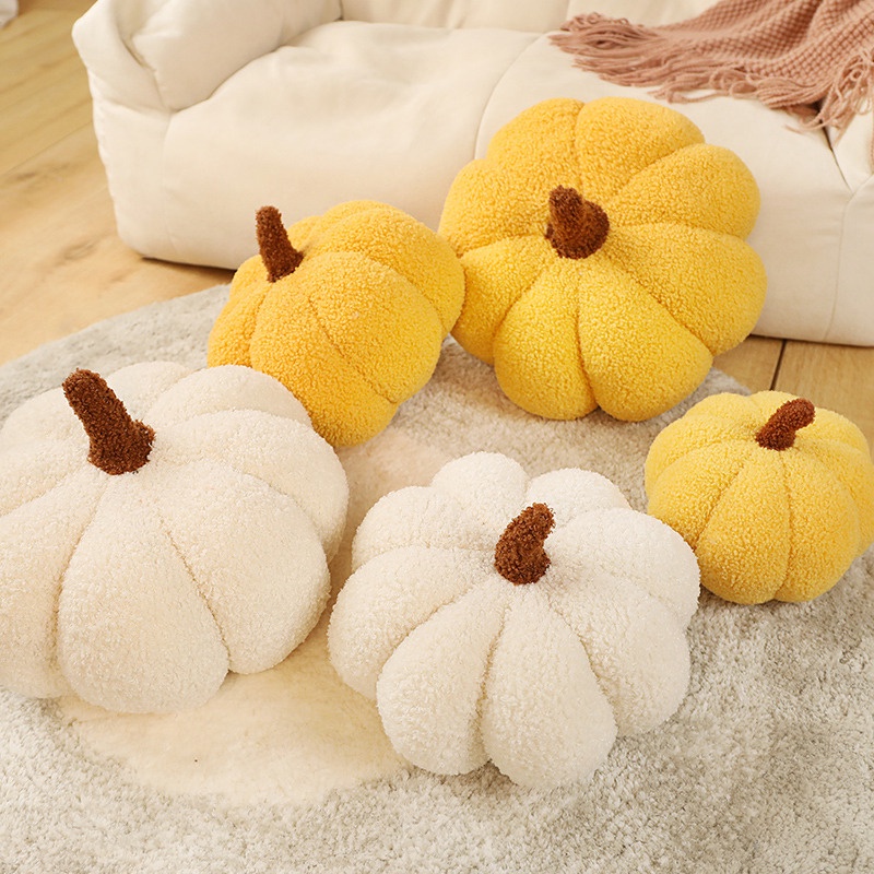 Dễ thương ném gối teddy fleece pumpkin-shaped pillows đệm trang trí siêu mềm cho sofa bed home living decor ready stock