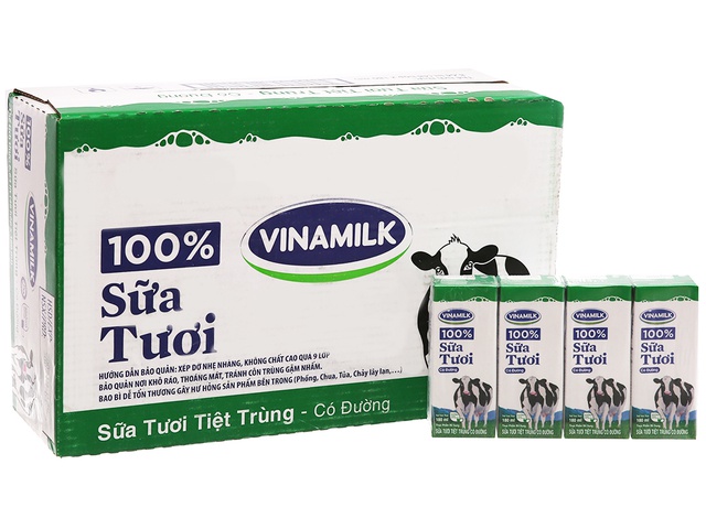 Thùng 48 hộp Sữa tươi tiệt trùng Vinamilk có đường 180ml