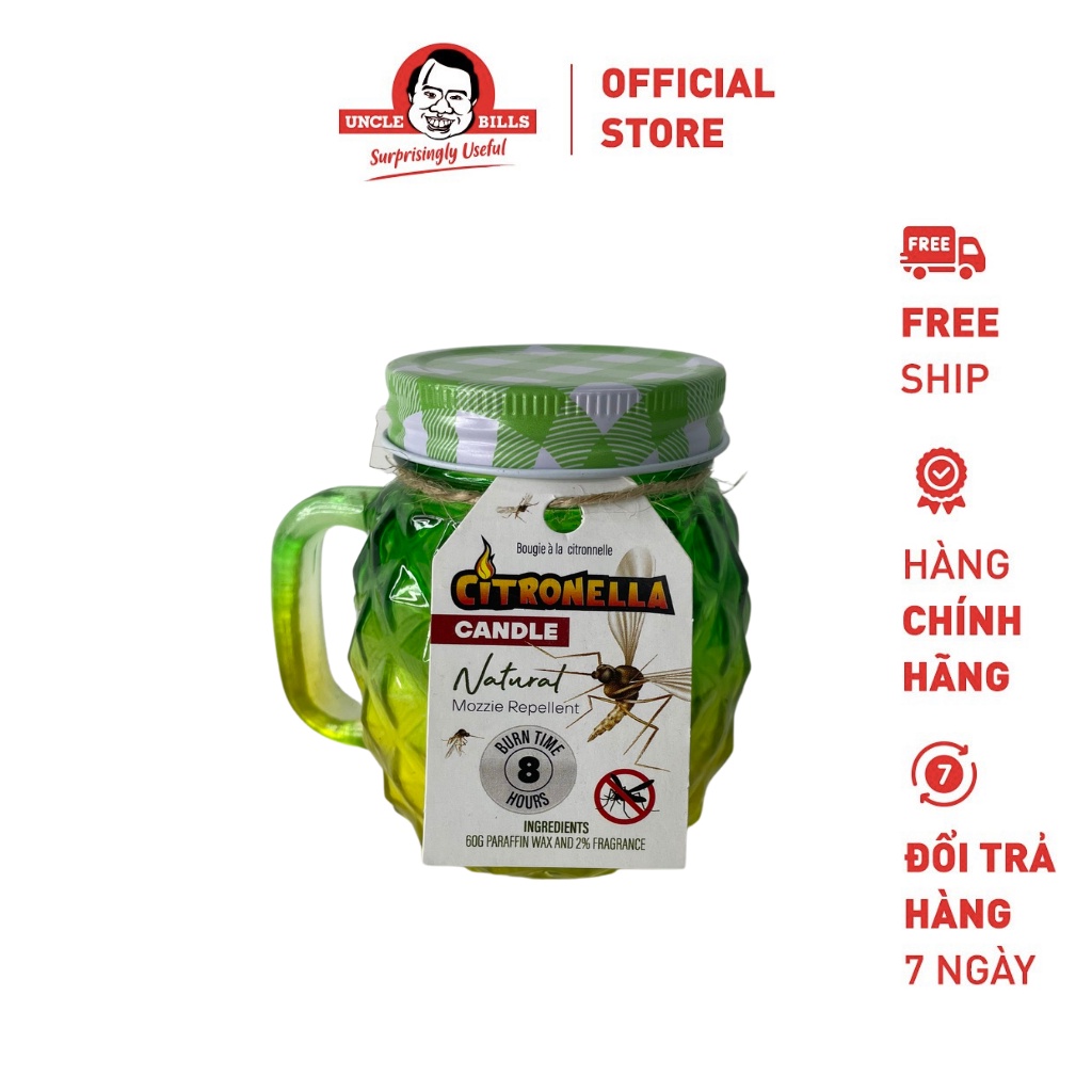 Nến thơm Tinh dầu Thiên nhiên Hương sả - 60g Uncle Bills OA1684