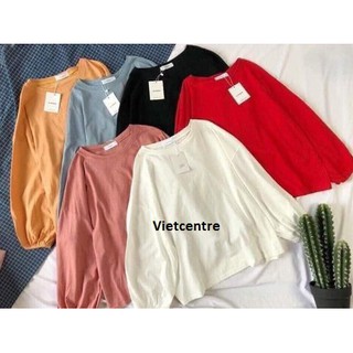 Áo Thun Dài Tay Nữ Chất Da Cá Mềm Mịn Có Bo Ống Tay Ulzzang - VIETCENTRE