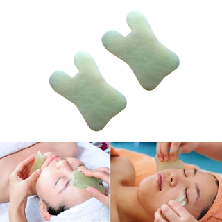 (Hàng Mới Về) Set 2 Miếng Gua Sha Bằng Đá Ngọc Bích Tự Nhiên Mát Xa Chăm Sóc Da Mặt