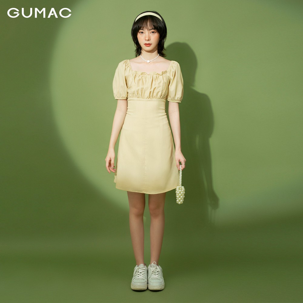 Đầm thun nữ nhún ngực GUMAC cổ vuông dễ thương đủ màu đủ size DB148 | BigBuy360 - bigbuy360.vn