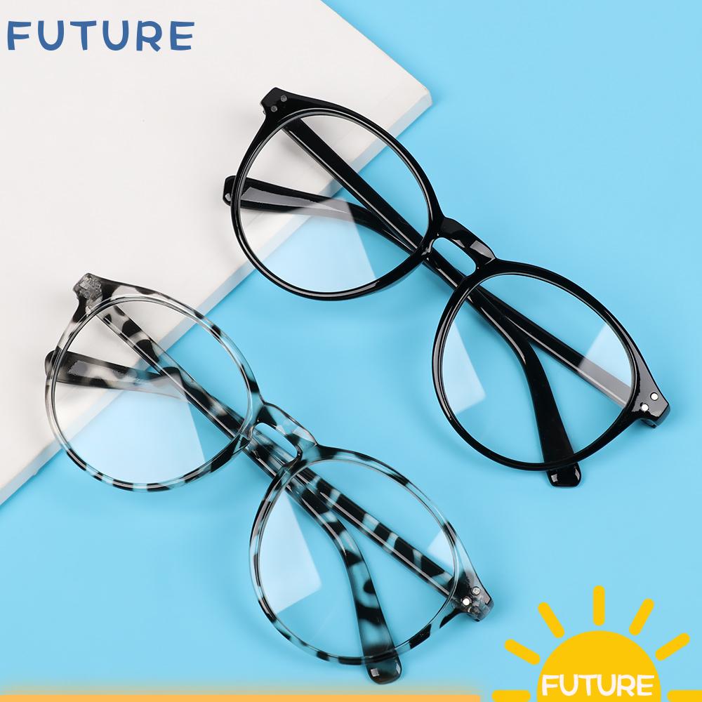 Kính Cận Gọng Tròn Màu Đen In Họa Tiết Da Báo Chống Tia Uv1.0~-4.0