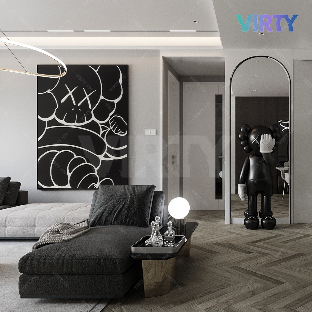 Tranh treo tường  HYPEBEAST KAWS kèm khung composite VIRTY Tranh Canvas decor phòng ngủ, phòng làm việc