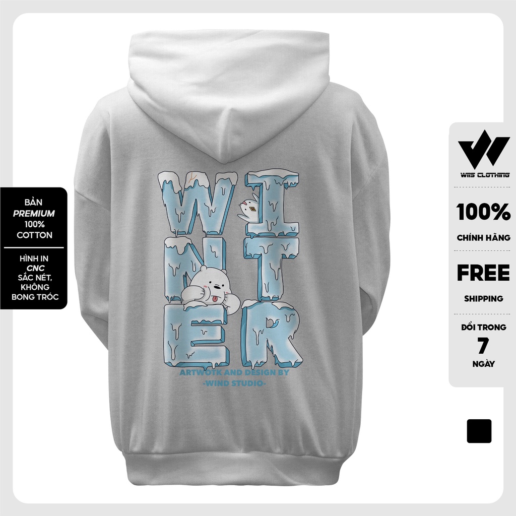 Áo hoodie form rộng WIIS bản Premium unisex nỉ bông WINTER thời trang nam nữ oversize ulzzang