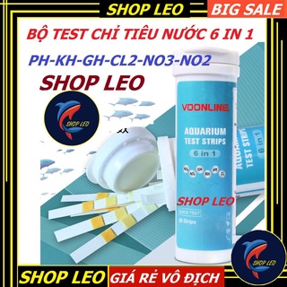BỘ TEST CHỈ SỐ 6 IN 1 (PH, KH, GH, CL2, NO3, NO2) - (50 que) -  Bộ kiểm tra chất lượng nước 6 trong 1 - Shopleo