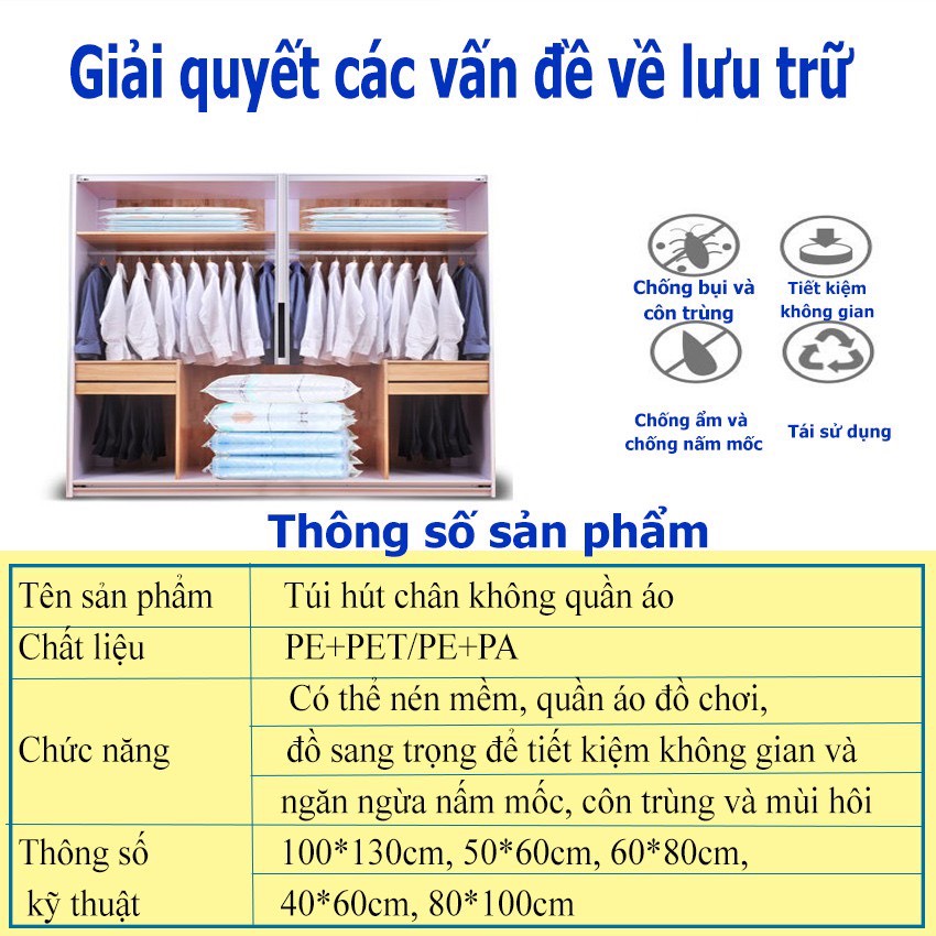 Túi Hút Chân Không Đựng Quần Áo Túi Bọc Quần Áo Chống Bụi  Bảo Quản Chăn Ga Gối Tiện Dụng KHO GIA DỤNG HOÀNG ANH