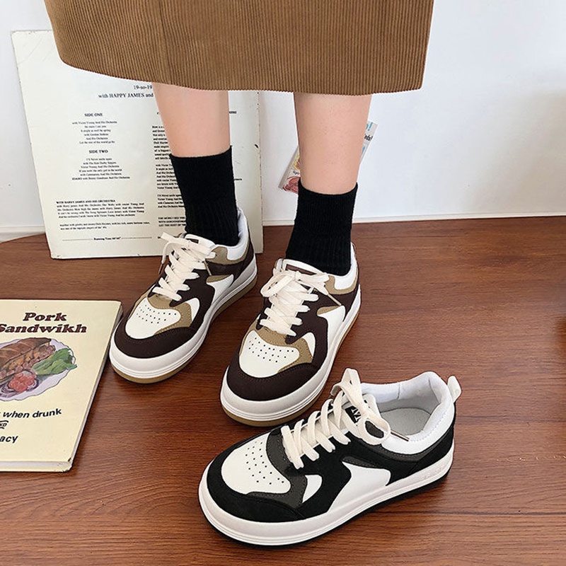 Giày thể thao IELGY đế bánh mì mũi lớn phong cách retro sử dụng hàng ngày thời trang cho nữ