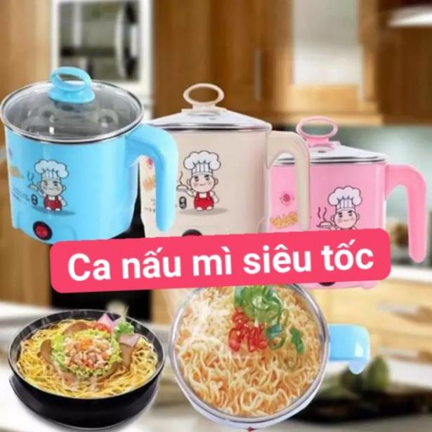 [HOT+FREE SHIP] Ca nấu mì và nâu siêu tốc mini 2 lớp