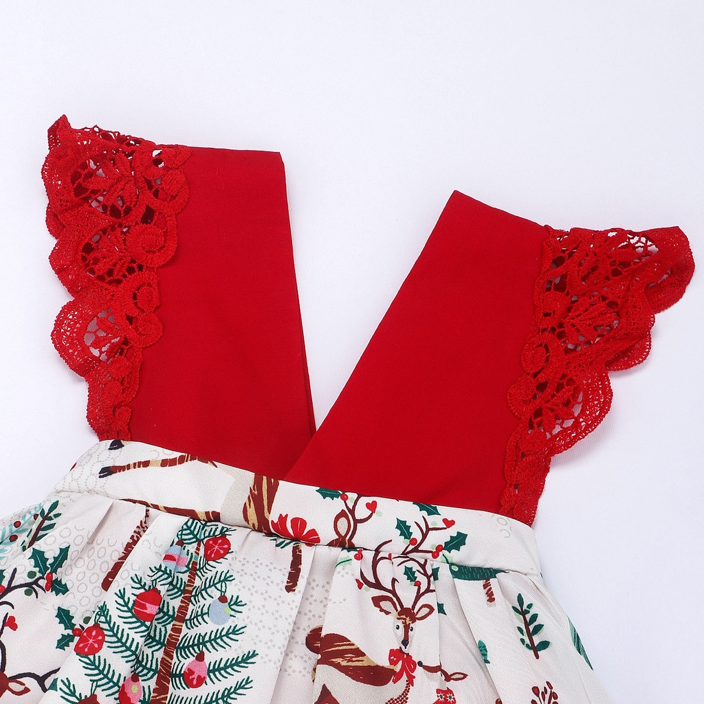 Bộ Áo Liền Quần + Đầm Cotton In Họa Tiết Giáng Sinh Thời Trang Cho Bé Gái Sơ Sinh