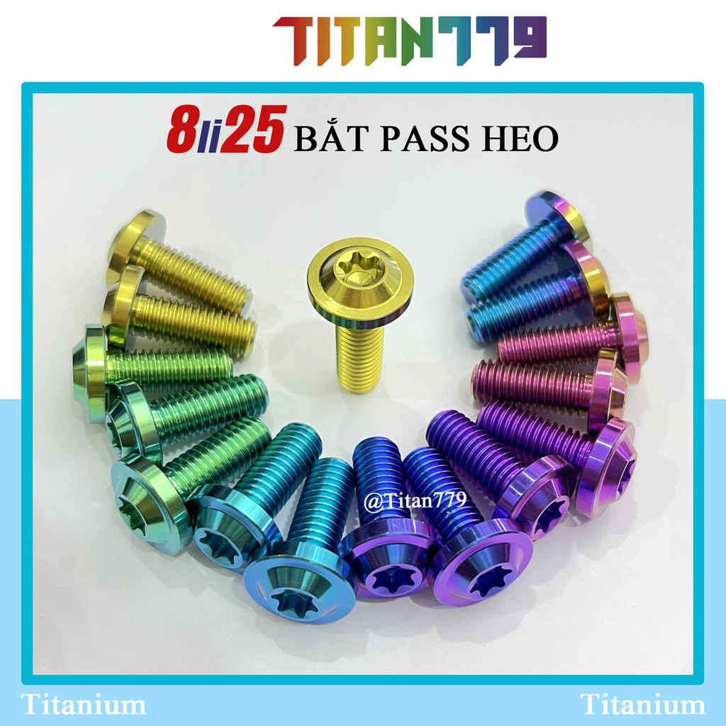 (33) Ốc Titan Gr5 8li25 dù dày bắt pass heo tất cả các dòng xe gắn máy