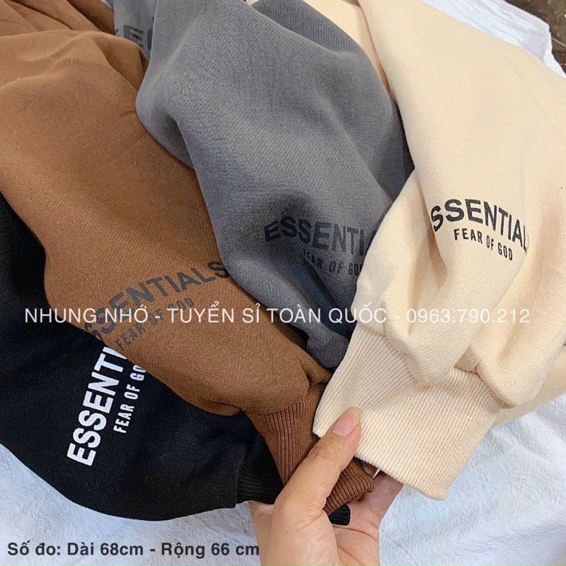 Áo hoodie nỉ chữ Essentials in cao su nổi , áo nỉ bông hàng Qc ( Ảnh Thật +VD)