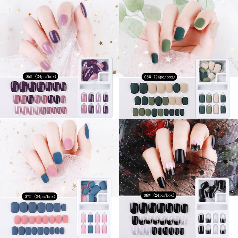 Bộ Móng Tay Giả Kèm Keo Dán Trang Trí Móng Nghệ Thuật 16 Thiết Kế Tùy Chọn