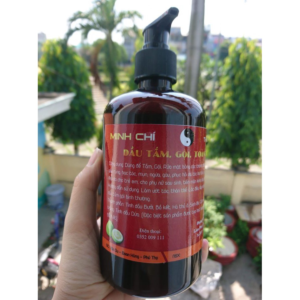 [Chai 500ml] Dầu gội bồ kết thảo dược trị rụng tóc kích mọc tóc Minh Chí