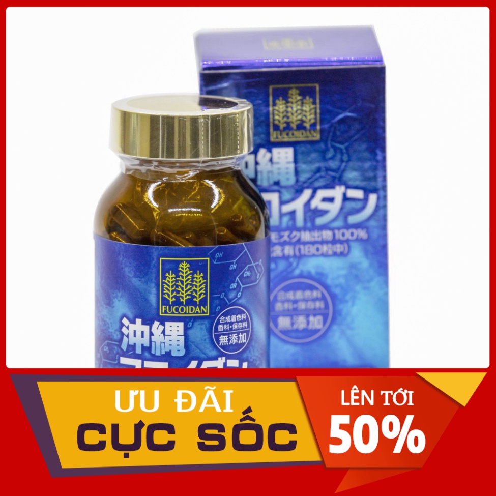 GIÁ THANH LÝ Viên uống tảo Fucoidan Okinawa xanh hỗ trợ ung thư 180 viên Nhật Bản ....