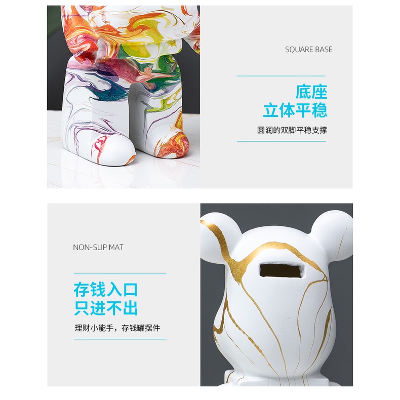 Ống Heo Tiết Kiệm Tiền Hình Gấu Violent Cỡ Nhỏ Sang Trọng Không Có Sẵn Trang Trí Phòng Khách