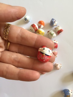 Mèo gốm thần tài đủ màu set 5 mèo
