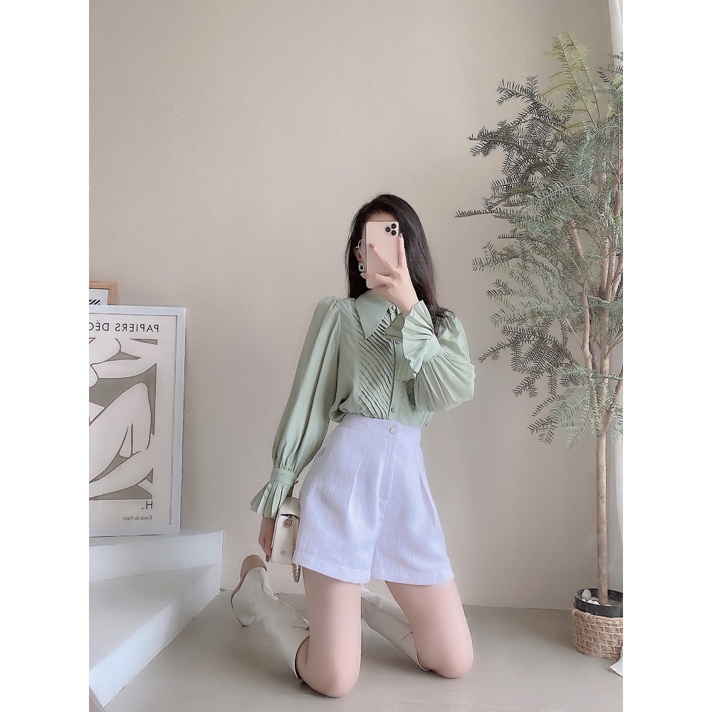 Quần short dạ tweed thiết kế by LYRA, chất dạ cap cấp lưng cao snag chảnh-LWTQS002