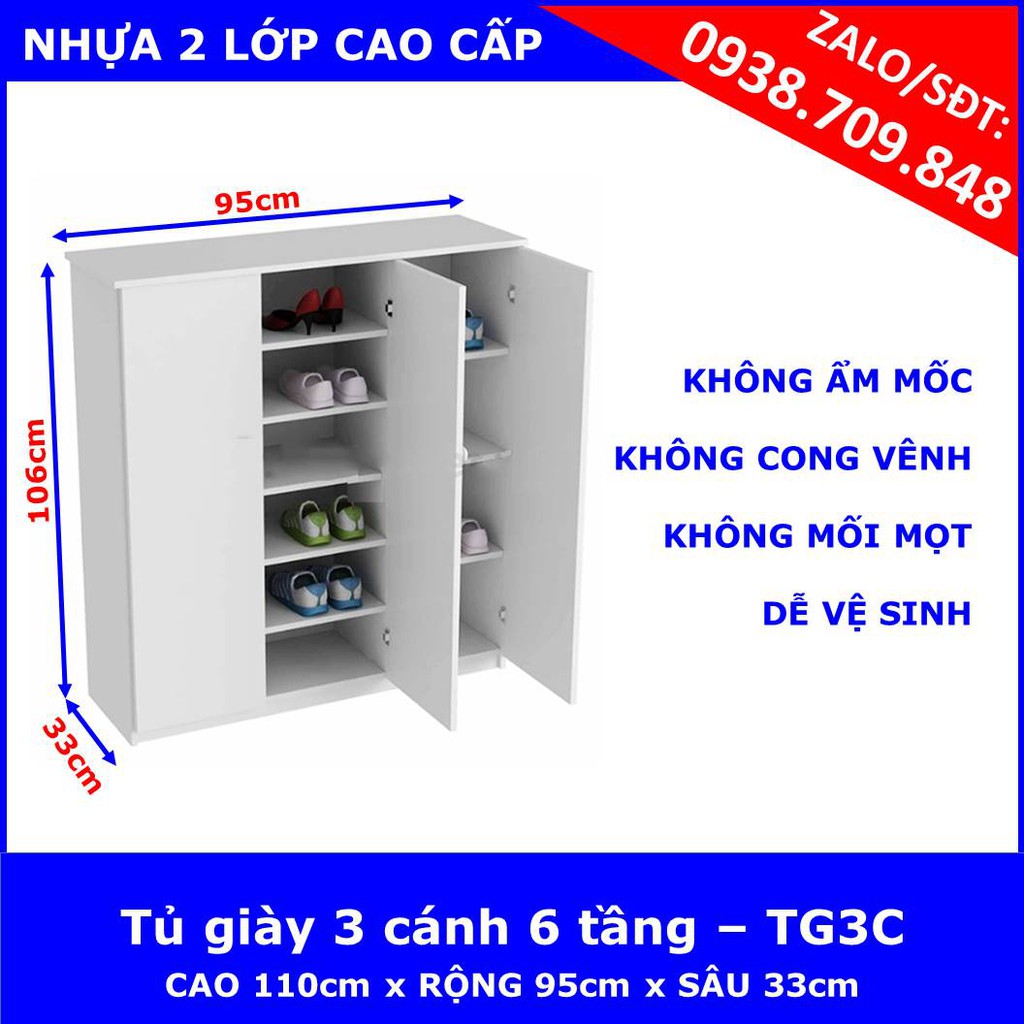 [ RẺ VÔ ĐỊCH ] Tủ giày 6 tầng nhựa đài loan 95-110-33cm