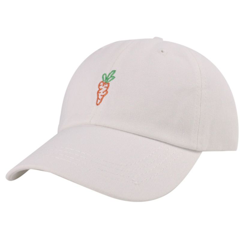 Mũ Lưỡi Trai Cotton Màu Trơn Thêu Hình Củ Cà Rốt Dễ Thương Phong Cách Harajuku