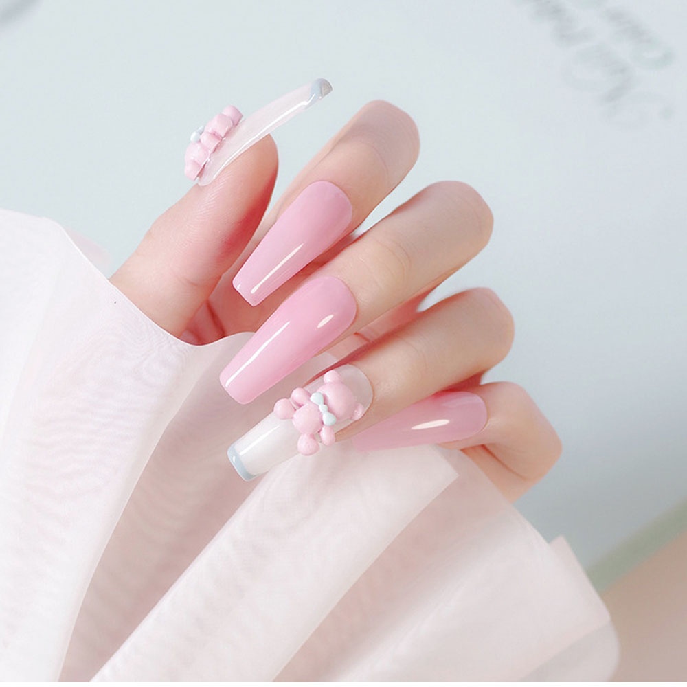 [Hàng mới về] Set 10 phụ kiện đính trang trí móng tay nghệ thuật hình gấu hoạt hình 3D nhiều màu sắc tùy chọn đáng yêu