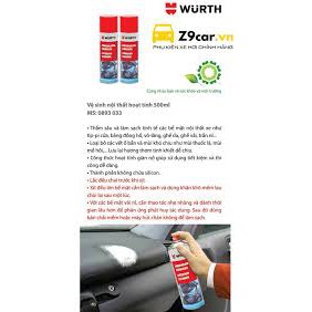 Chất vệ sinh nội thất hoạt tính wurth interior cleaner 500ml ( Xuất xứ Germany) Hàng công ty